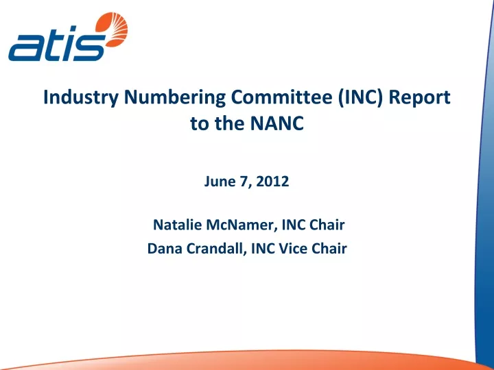 industry numbering committee inc report to the nanc