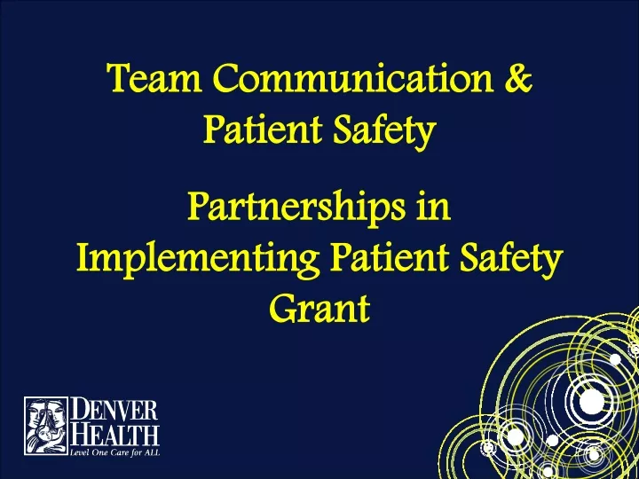 team communication patient safety partnerships