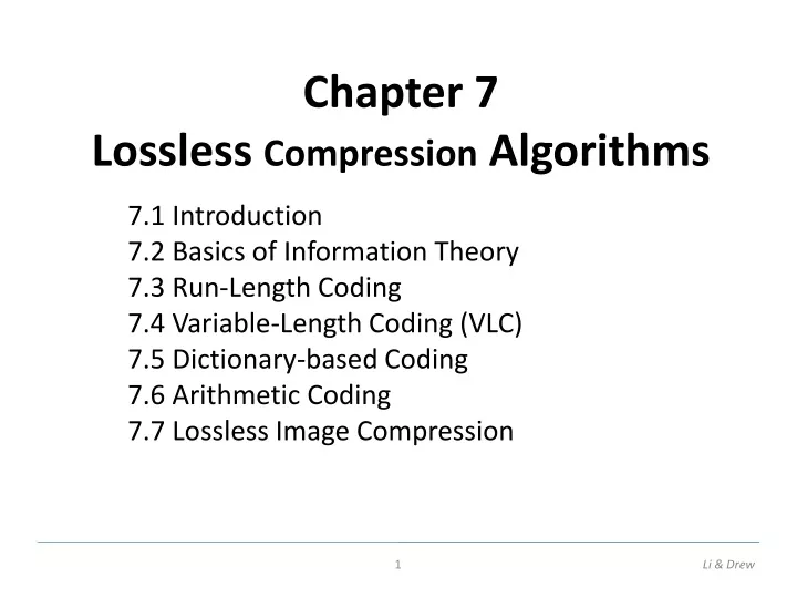 chapter 7 lossless compression algorithms