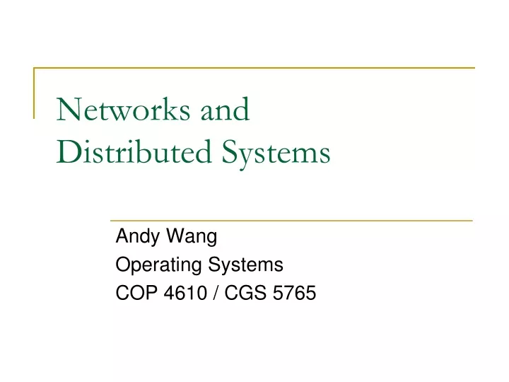 networks and distributed systems