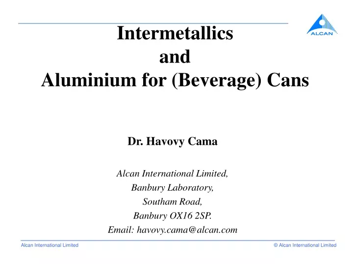 intermetallics and aluminium for beverage cans