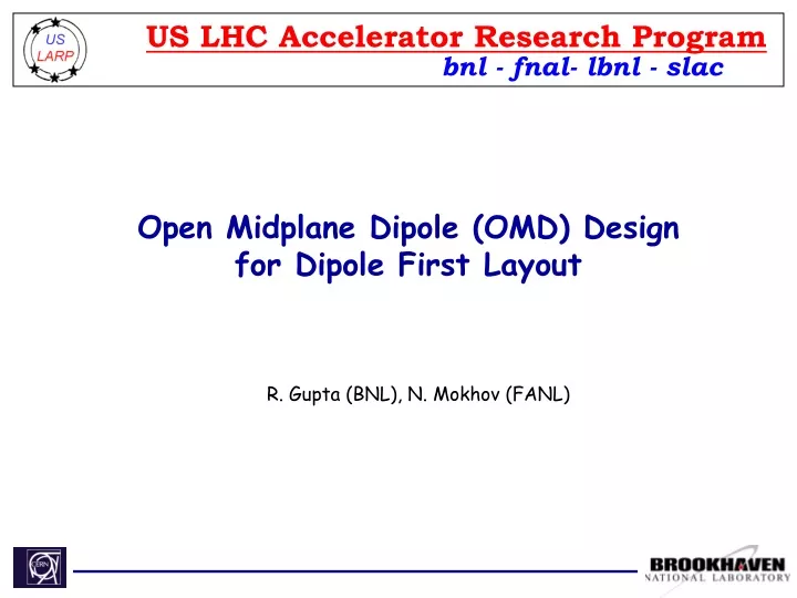 open midplane dipole omd design for dipole first layout
