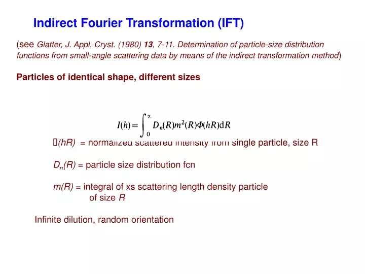 indirect fourier transformation ift