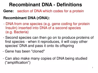 Recombinant DNA - Definitions