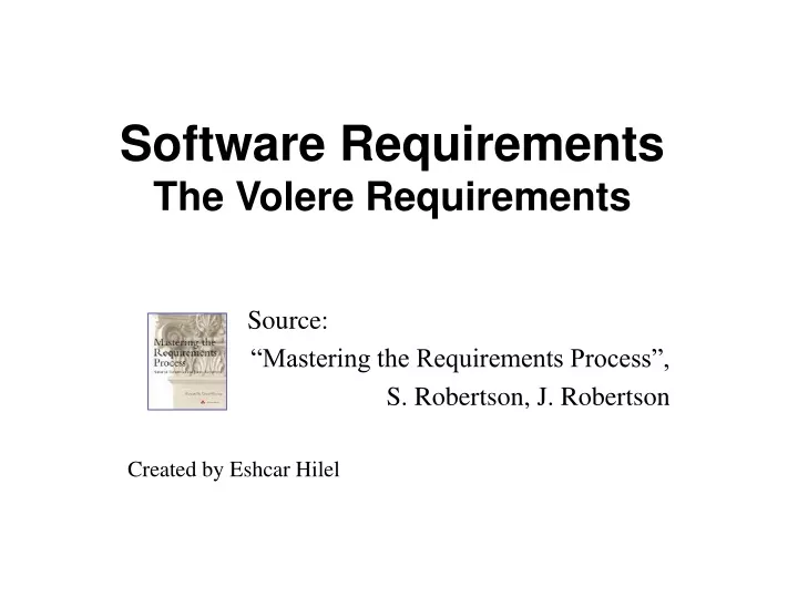 software requirements the volere requirements
