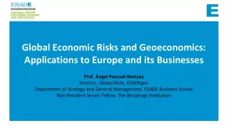 Global Economic Risks and Geoeconomics: Applications to Europe and its Businesses