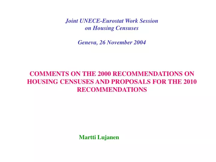 joint unece eurostat work session on housing