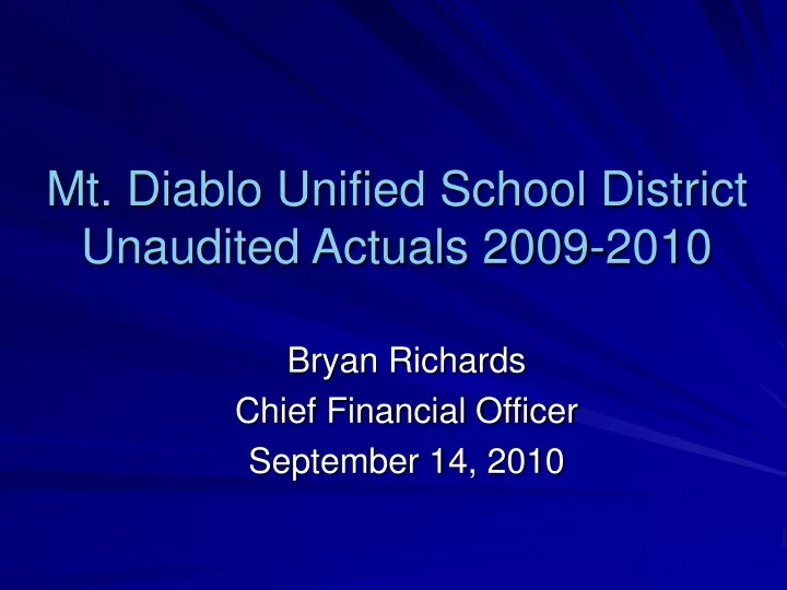 mt diablo unified school district unaudited actuals 2009 2010