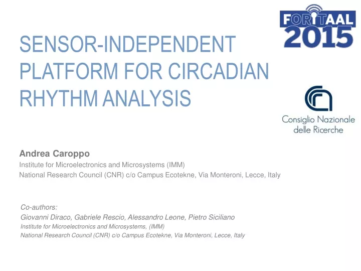 sensor independent platform for circadian rhythm analysis