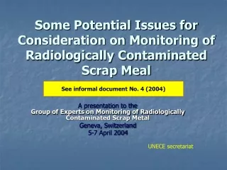 Some Potential Issues for Consideration on Monitoring of Radiologically Contaminated Scrap Meal