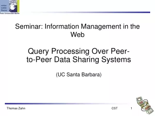 Seminar:  Information Management in the Web