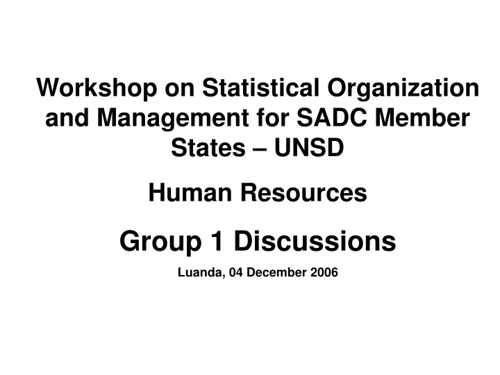 workshop on statistical organization