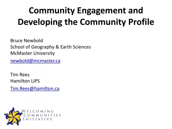 community engagement and developing the community profile