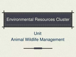 Environmental Resources Cluster