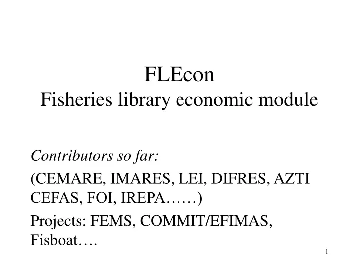 flecon fisheries library economic module