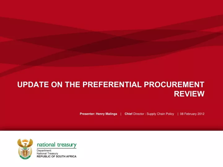 update on the preferential procurement review
