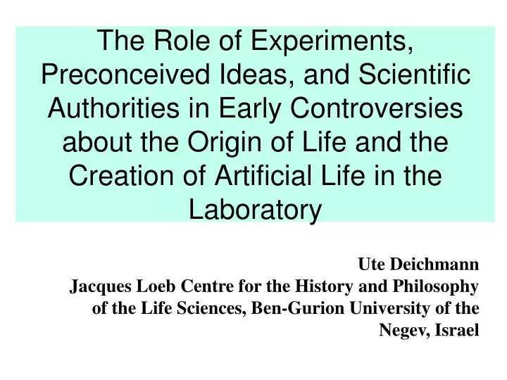 the role of experiments preconceived ideas