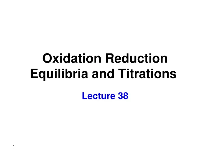 oxidation reduction equilibria and titrations