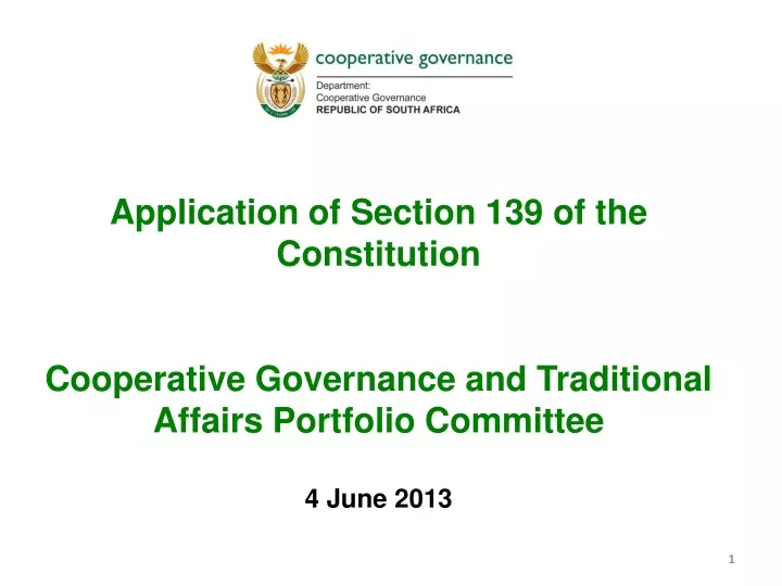 application of section 139 of the constitution