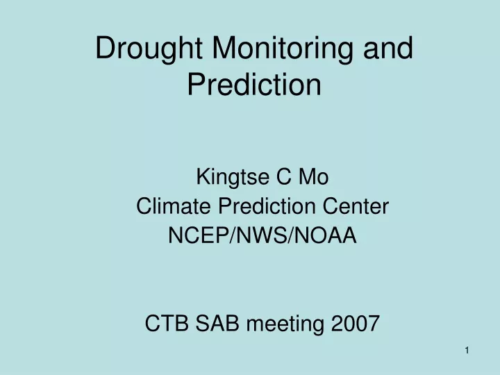 drought monitoring and prediction