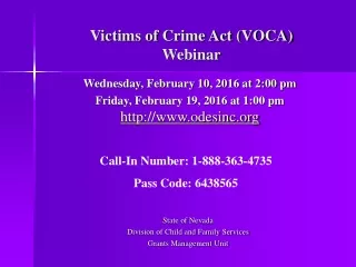 Victims of Crime Act (VOCA) Webinar