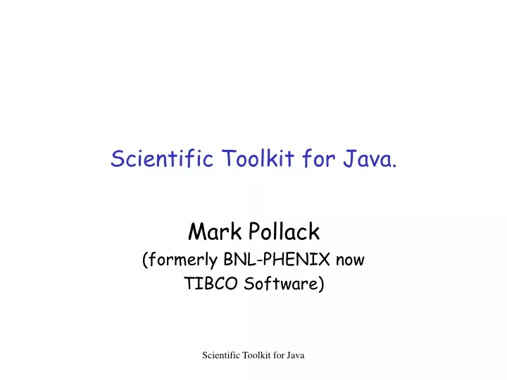 scientific toolkit for java