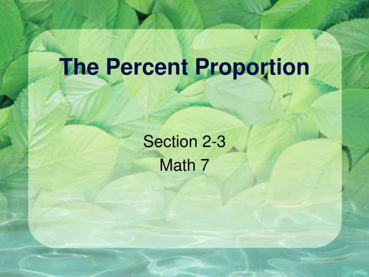 the percent proportion