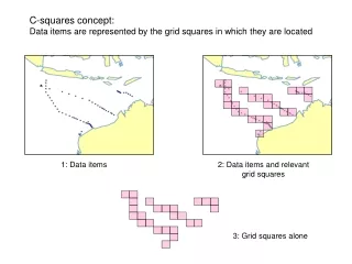 C-squares concept: Data items are represented by the grid squares in which they are located