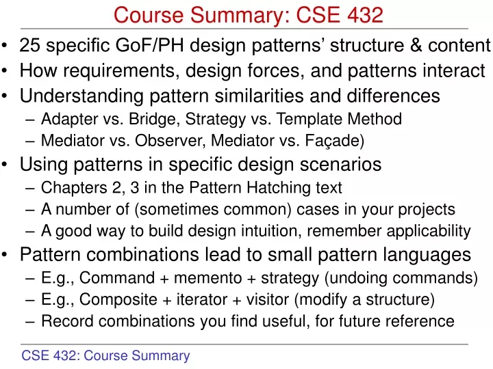 course summary cse 432