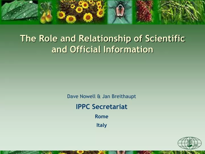 the role and relationship of scientific and official information