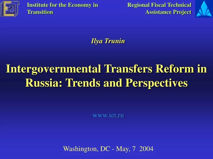 intergovernmental transfers reform in russia trends and perspectives