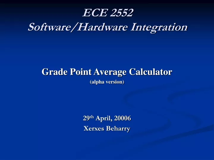 ece 2552 software hardware integration
