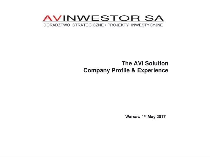 the avi solution company profile experience