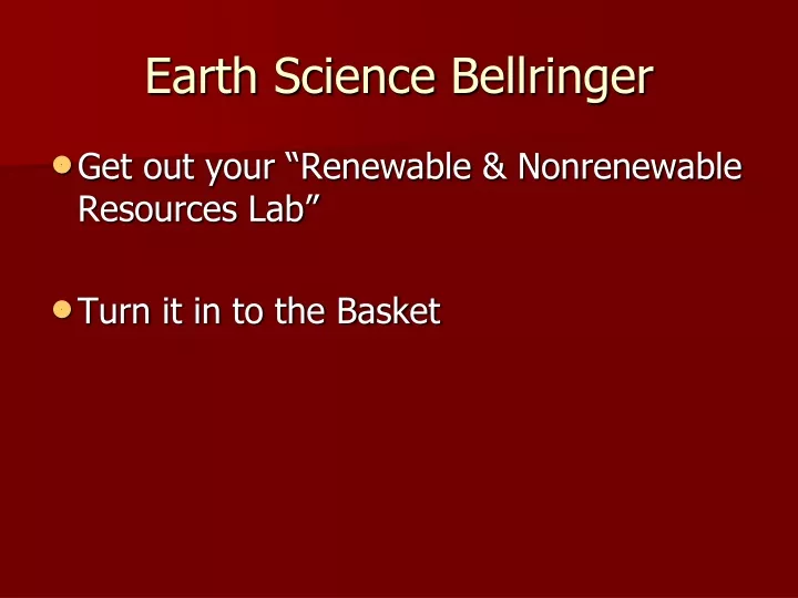 earth science bellringer