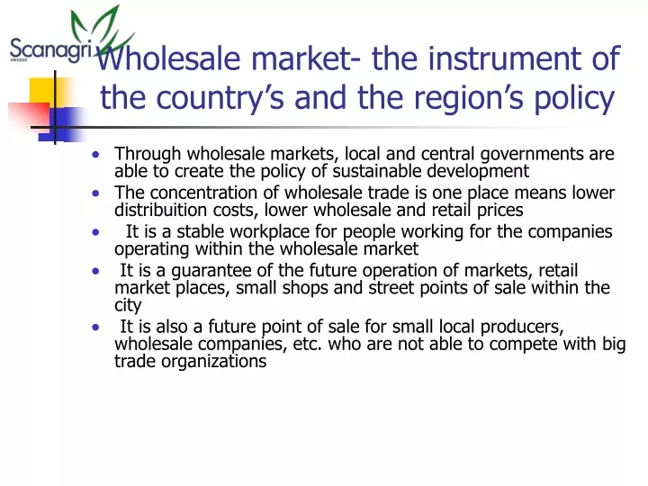 wholesale market the instrument of the country s and the region s policy