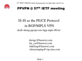 PPVPN @ 57 th  IETF meeting