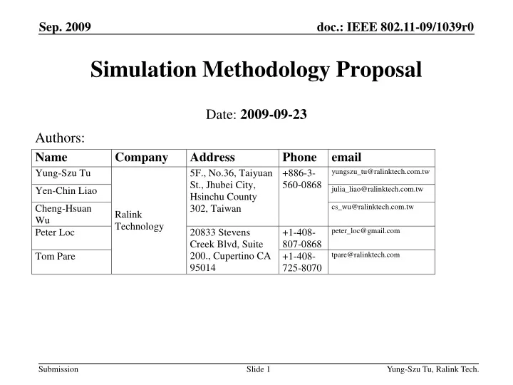 simulation methodology proposal