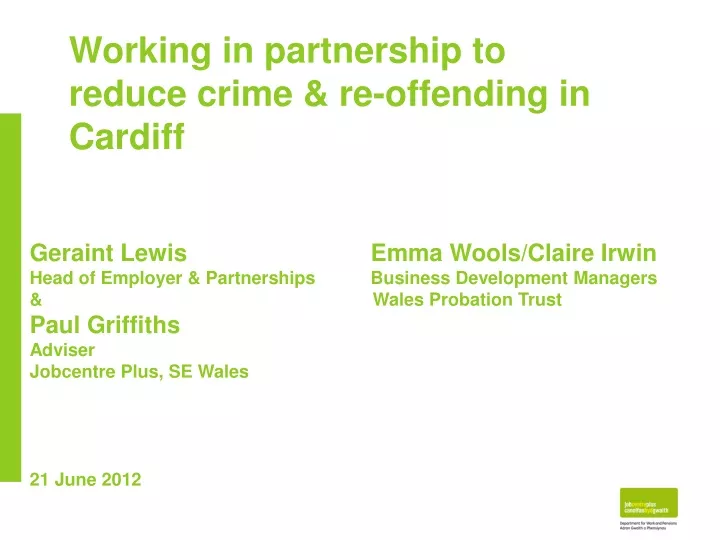 working in partnership to reduce crime