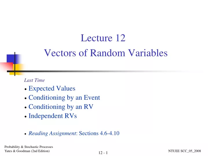 lecture 12 vectors of random variables