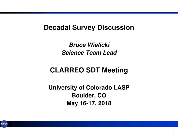 decadal survey discussion bruce wielicki science