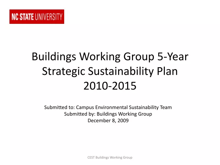 buildings working group 5 year strategic sustainability plan 2010 2015