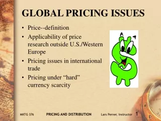 GLOBAL PRICING ISSUES