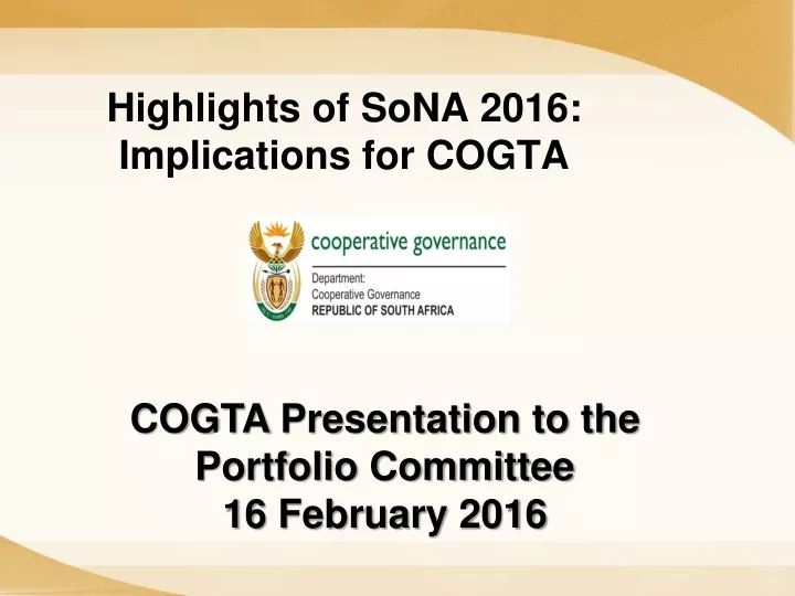 highlights of sona 2016 implications for cogta