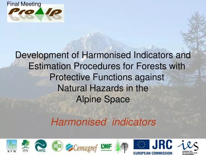 development of harmonised indicators