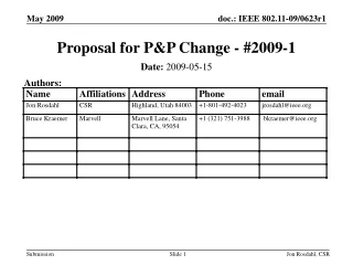 Proposal for P&amp;P Change - #2009-1