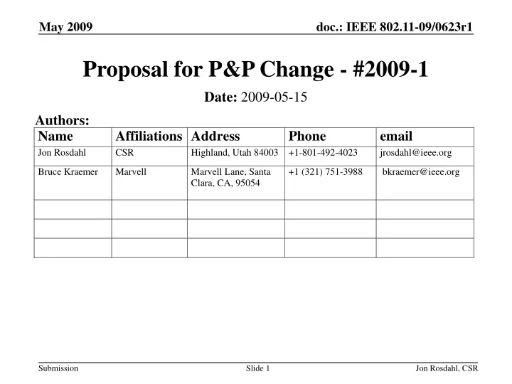 proposal for p p change 2009 1