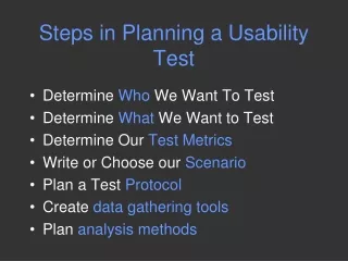 Steps in Planning a Usability Test