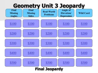 Geometry Unit 3 Jeopardy