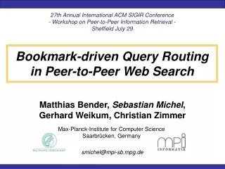 Bookmark-driven Query Routing in Peer-to-Peer Web Search