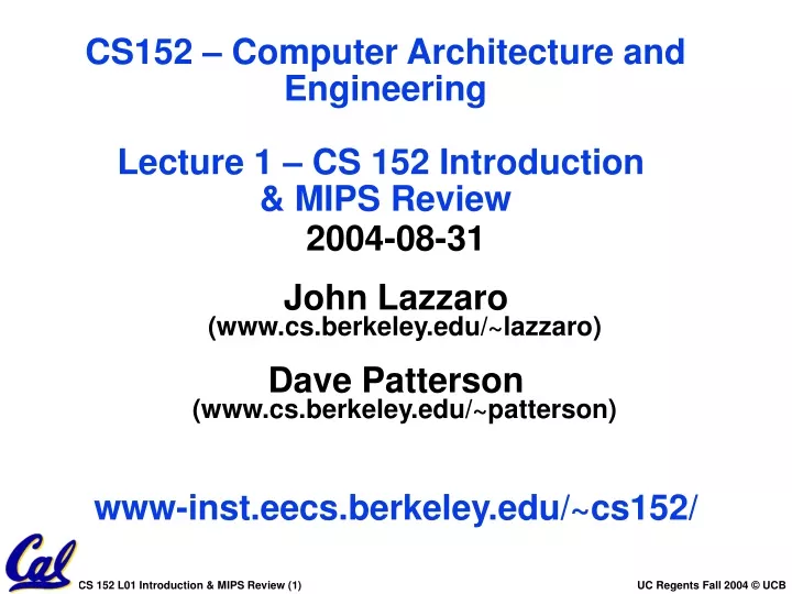 cs152 computer architecture and engineering